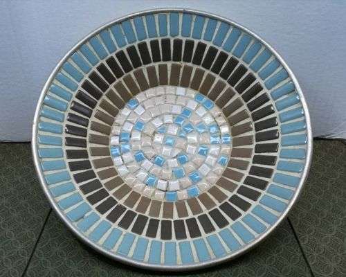 VINTAGE mosaic fruit bowl - Sea colors! LOOK!!