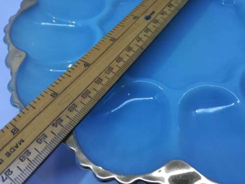 Blue milk glass egg platter