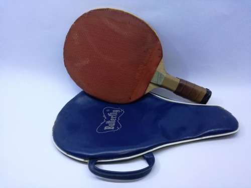 Butterfly tennis table bat and carry-bag - well used - Vintage