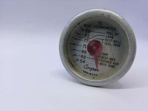 Cooper Meat Thermometer Aluminum Ham Beef Pork and Poultry Vtg Temperature Probe