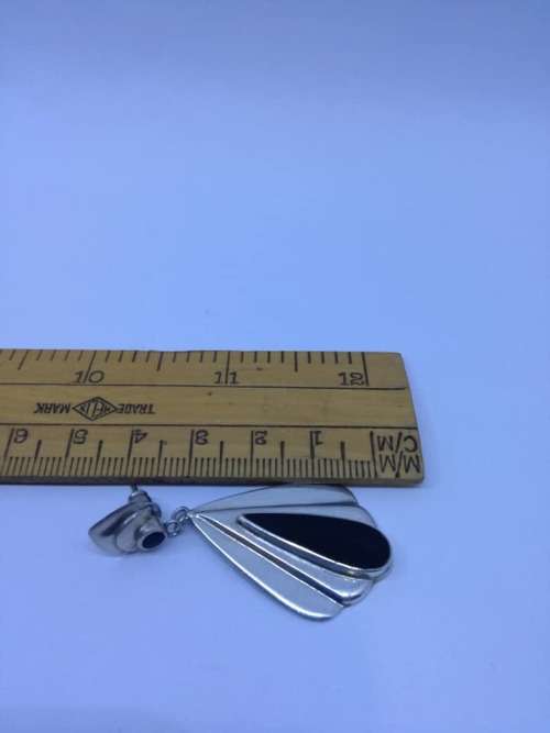 Stunning Art Deco look Onyx and silver earrings!