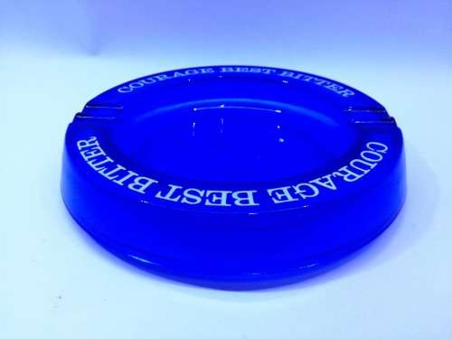Courage Best Bitter blue glass ashtray! Look!!