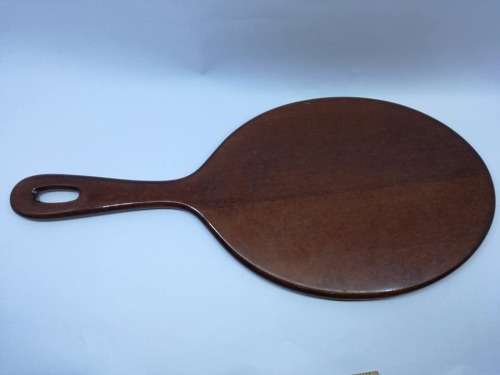 Big WOODEN HAND MIRROR beveled glass oval shape German