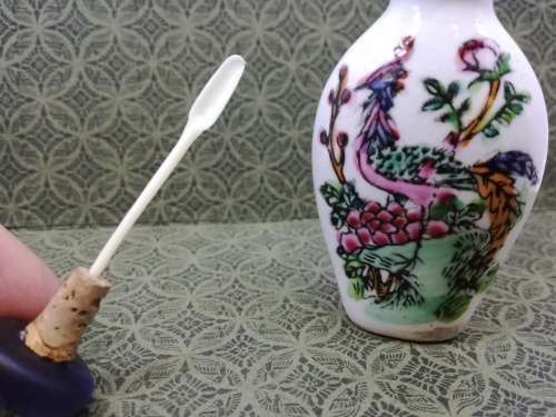 Antique Vintage Chinese Porcelain Snuff Bottle ~Red Hallmark