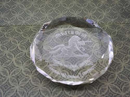 Chungnam National university Optic Cut Engraved Crystal Paperweight