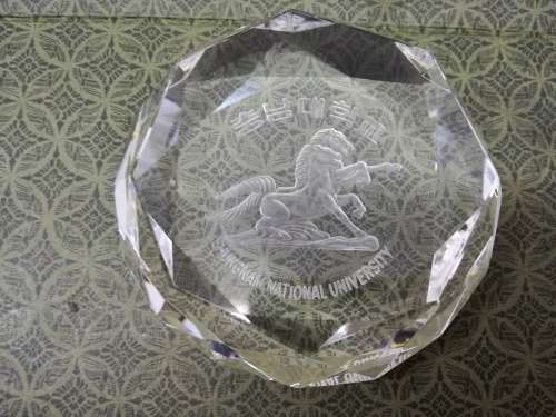 Chungnam National university Optic Cut Engraved Crystal Paperweight