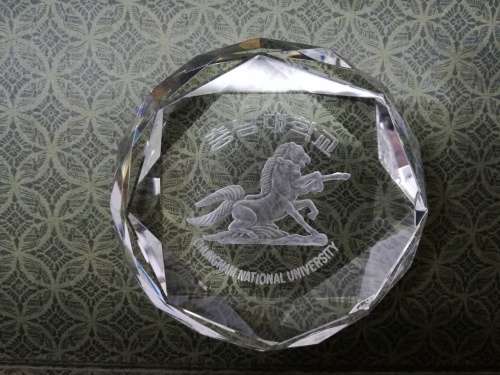 Chungnam National university Optic Cut Engraved Crystal Paperweight