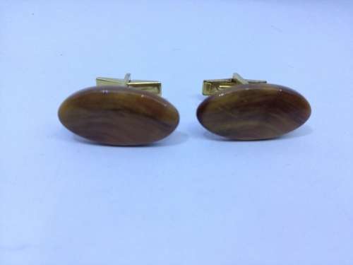 VINTAGE CUFFLINKS - TIGERS EYE Oval