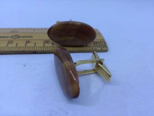 VINTAGE CUFFLINKS - TIGERS EYE Oval