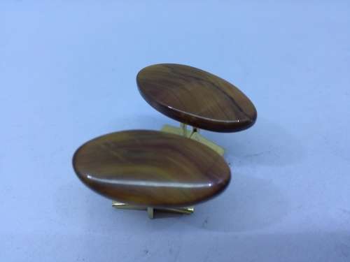 VINTAGE CUFFLINKS - TIGERS EYE Oval