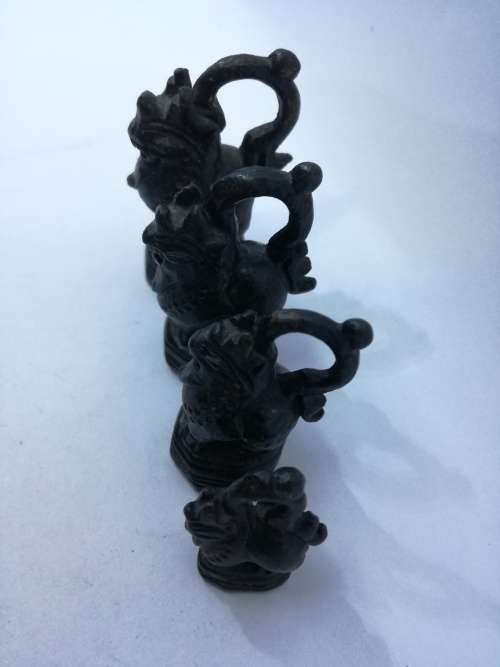 SUPERB! Set of 4 Mythical Lion  Burmese Opium Weights