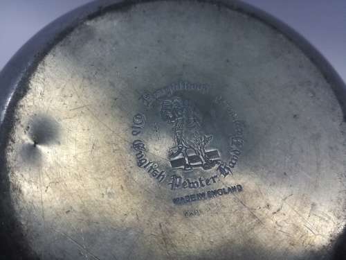 Hand hammered old English pewter made in England milk and sugar set