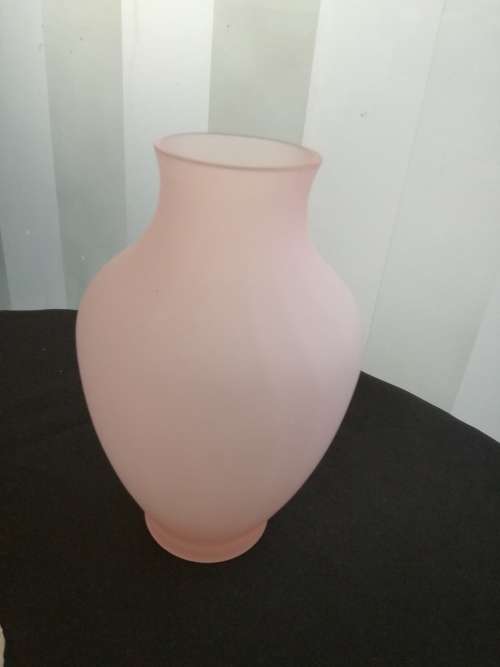 Pink frosted satin glass vase