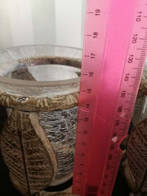 Metal and glass candle holders/vase pair - see pics for condition