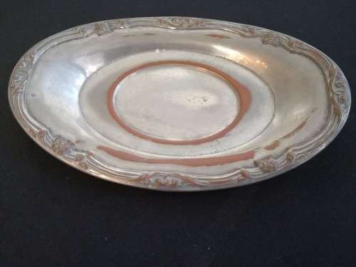 Vintage SILVER PLATED UNITY on copper  oval platter