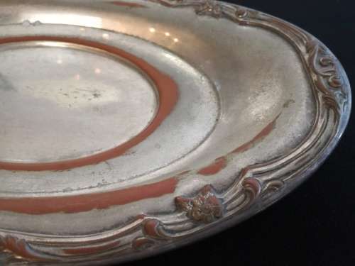 Vintage SILVER PLATED UNITY on copper  oval platter