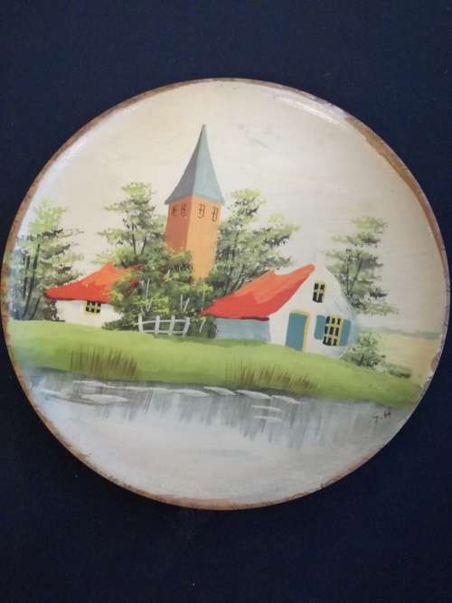 VINTAGE - HAND PAINTED Holland wooden display plate