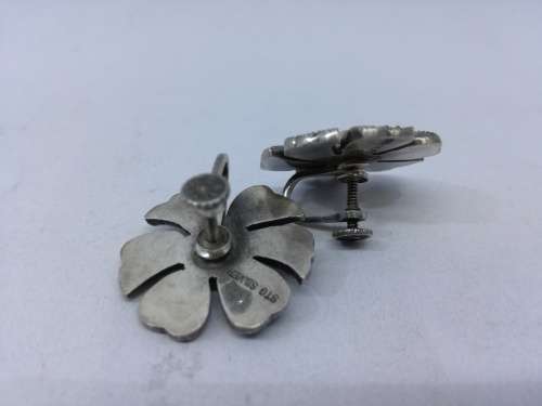 Vintage sterling and marcasite screw on earrings! LOOK!