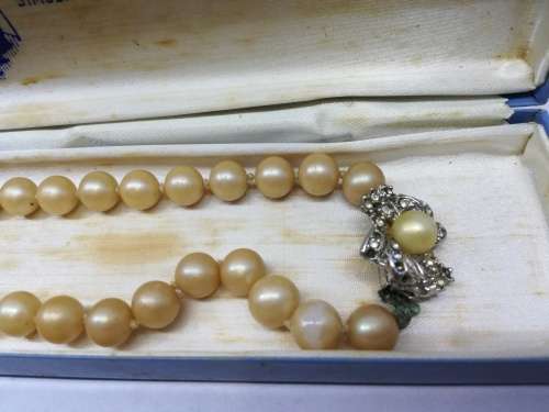 Vintage Oystah simulated pearls in box