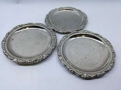 Vintage silver plated EP on steel coasters made in Hong Kong