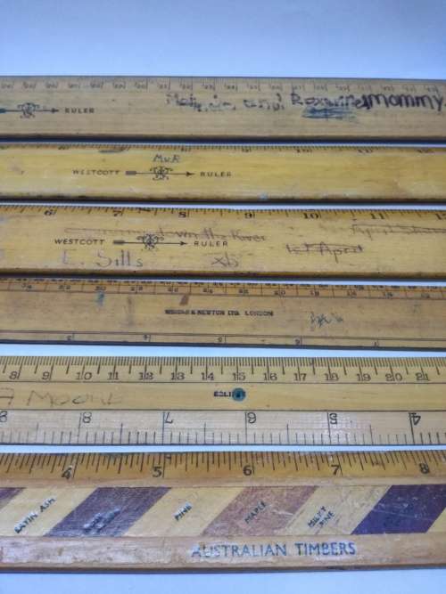 Vintage wooden ruler collection