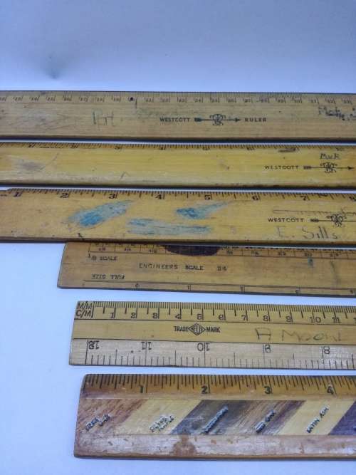 Vintage wooden ruler collection