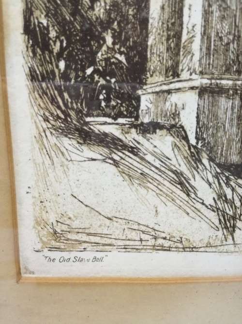 Charles E Peers - The old Slave bell - A beautiful lithographic print!