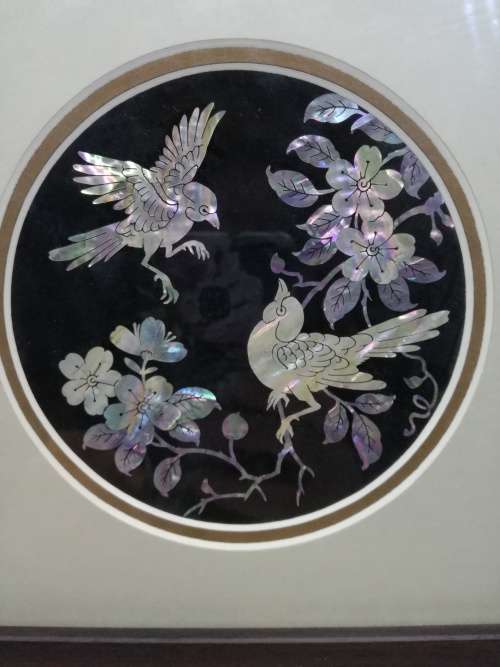 Mother of pearl wall art - birds