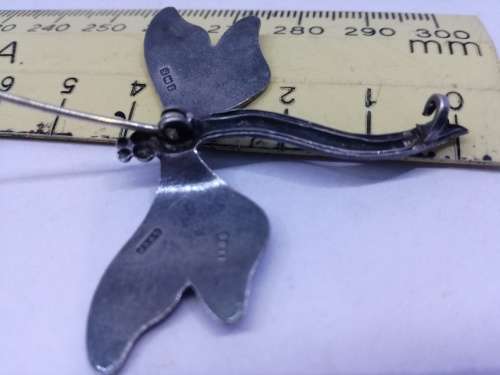 Dragonfly brooch - enameled silver - Victorian