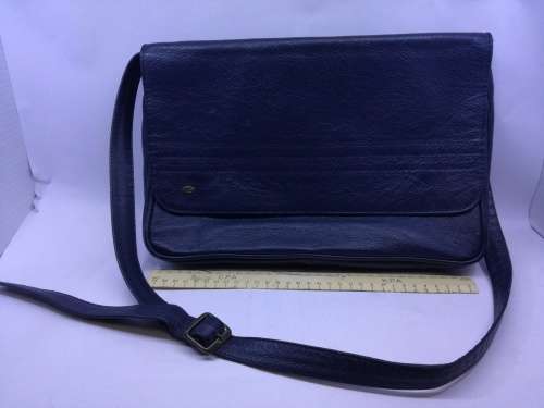 Sling shoulder satchel leather bag - Navy