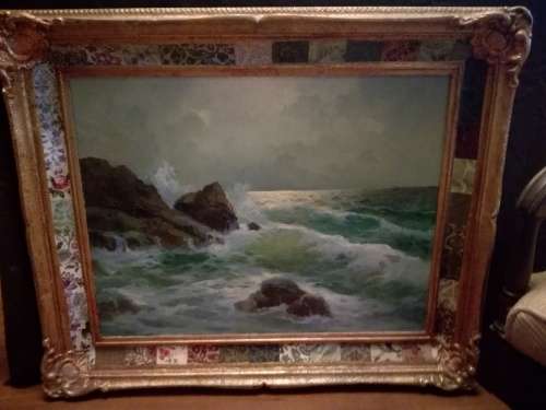 Seascape by Italian artist M Rinaldi painting size 65x50cm
