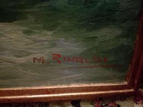 Seascape by Italian artist M Rinaldi painting size 65x50cm