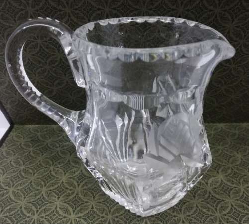 VINTAGE Cut glass milk jug