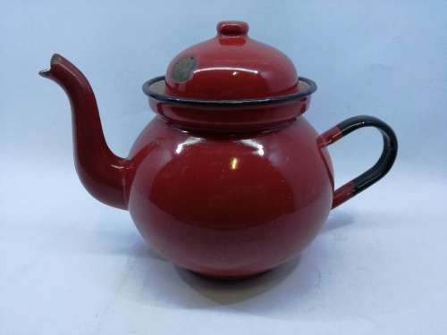 Tea pot Red enamel - made in Poland