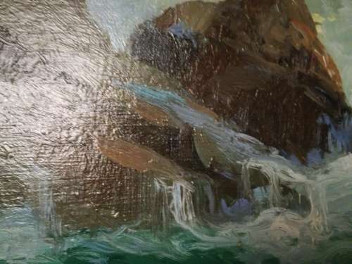 Seascape by Italian artist M Rinaldi painting size 65x50cm