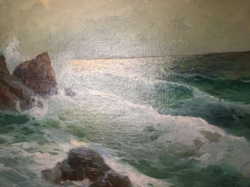Seascape by Italian artist M Rinaldi painting size 65x50cm