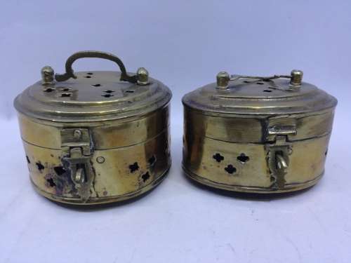 Brass cricket cage/boxes footed