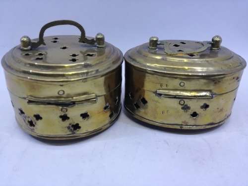 Brass cricket cage/boxes footed