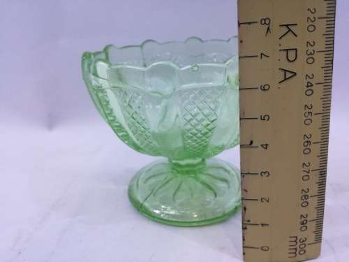 Green pressed glass footed bowl