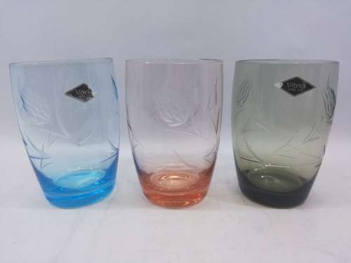 Vintage colored glasses Vitria hand cut