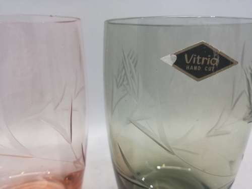 Vintage colored glasses Vitria hand cut