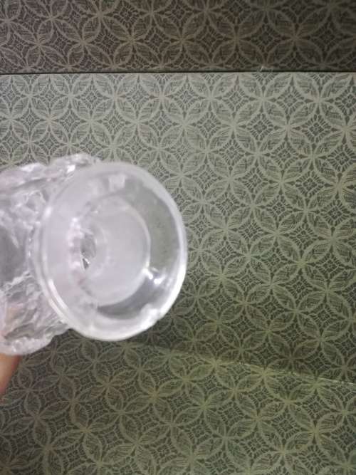 Glass perfume bottle with stopper. Small chip on the rim