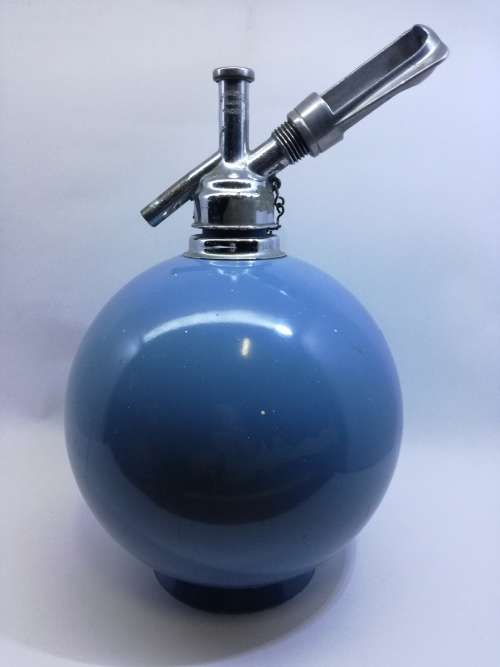 Round soda siphon - blue Made in England