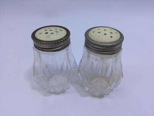 Vintage salt and pepper bottles with bone tops