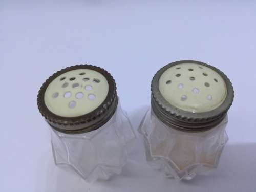 Vintage salt and pepper bottles with bone tops