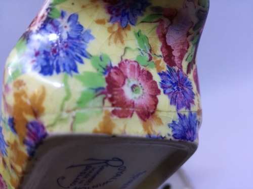 ROYAL WINTON  CHINTZ SALT & PEPPER SHAKERS TRAY 3 PC  FLORAL, some damage, see pics