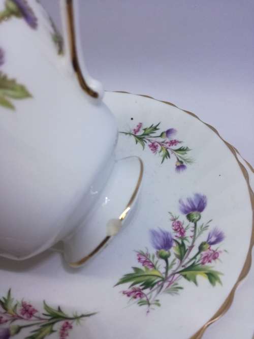 Queen Anne Trio- `Lochinvar` Thistle Design - See chip