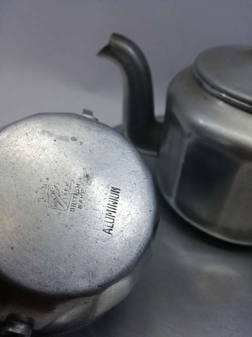 Vintage British made long life aluminium tea set and tray