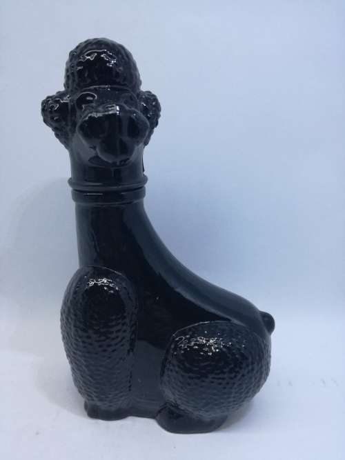 Vintage black milk glass Avon Poodle bottle - still full perfume!
