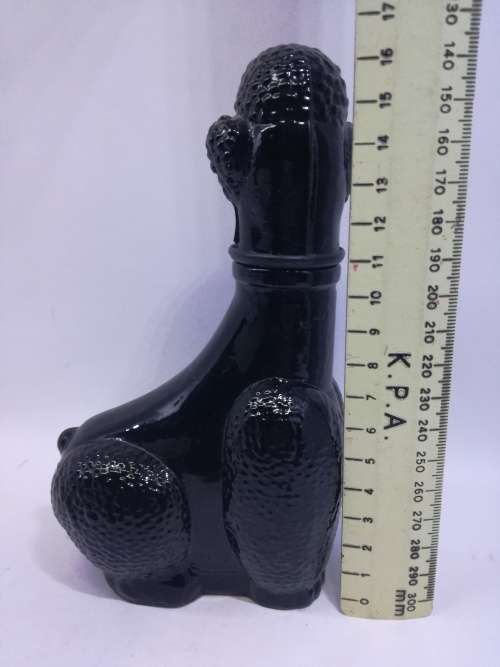 Vintage black milk glass Avon Poodle bottle - still full perfume!